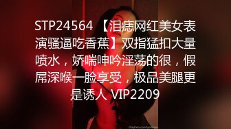 STP24564 【泪痣网红美女表演骚逼吃香蕉】双指猛扣大量喷水，娇喘呻吟淫荡的很，假屌深喉一脸享受，极品美腿更是诱人 VIP2209