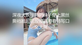 深夜大长腿舞蹈妹子穿上黑丝撕裆翘起屁股摸逼蹲着特写口交大屌